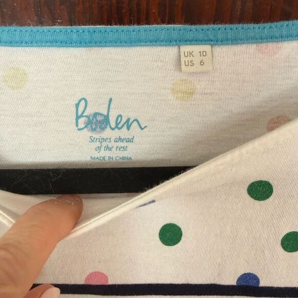 Boden Multicolor Polka Dot Striped Top - Picture 2 of 4